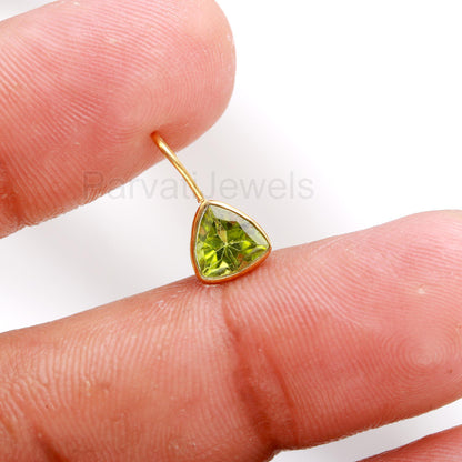 Natural Peridot Charm, Solid 18k Gold Charm, Peridot Gold Charm, August Charm Pendant, Charm Necklace, Handmade Gold Charm