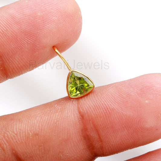 Natural Peridot Charm, Solid 18k Gold Charm, Peridot Gold Charm, August Charm Pendant, Charm Necklace, Handmade Gold Charm