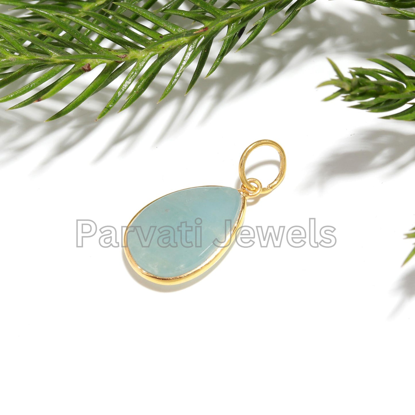 Elegant Aquamarine Pear Shaped Charm, 18k Solid Gold Charm, Aquamarine Charm, Charm Pendant, Handmade Gold Charm, Gift for Her