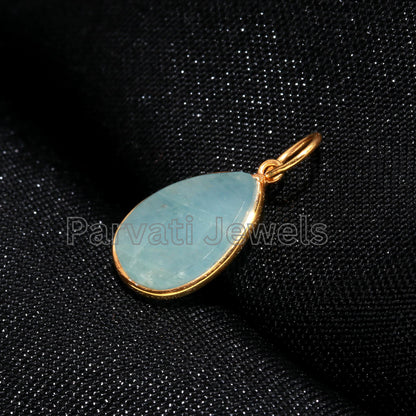 Elegant Aquamarine Pear Shaped Charm, 18k Solid Gold Charm, Aquamarine Charm, Charm Pendant, Handmade Gold Charm, Gift for Her
