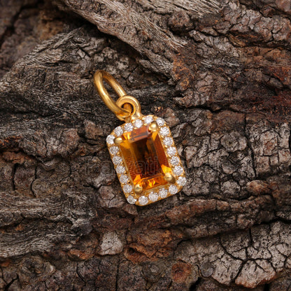 Natural Citrine Diamond Charm, Solid 14K Gold Charm, Diamond Gold Charm, Handmade Charm Pendant, Gold Charm Pendant, Citrine Charm Pendant