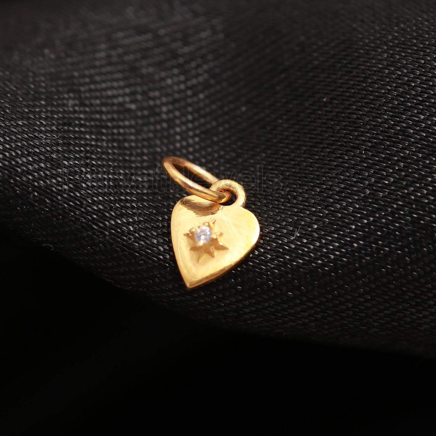 Natural Diamond Heart Charm, Solid 14K Gold Charm, Diamond Charm, Handmade Charm Pendant, Heart Shape Gold Charm Pendant, Gift For Her