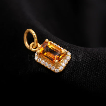 Natural Citrine Diamond Charm, Solid 14K Gold Charm, Diamond Gold Charm, Handmade Charm Pendant, Gold Charm Pendant, Citrine Charm Pendant