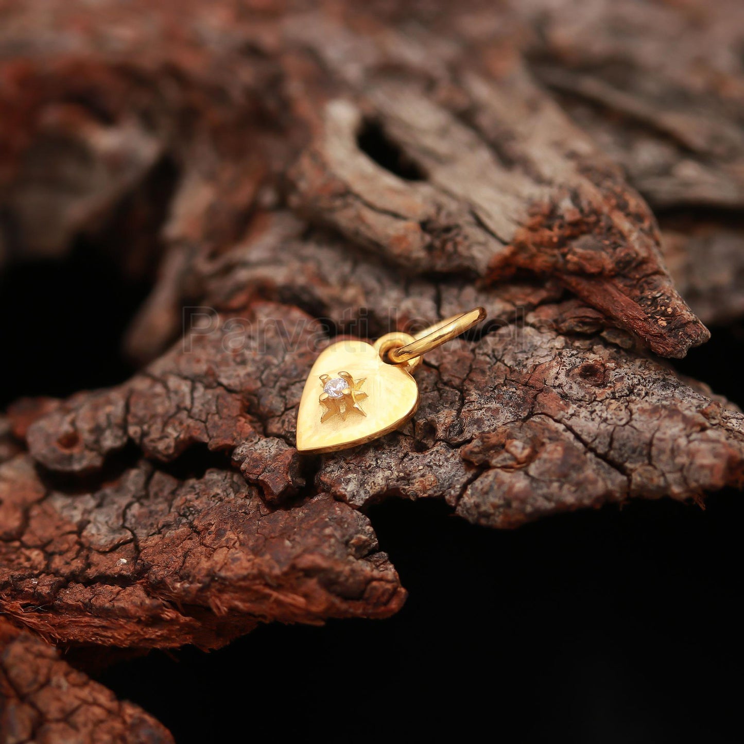 Natural Diamond Heart Charm, Solid 14K Gold Charm, Diamond Charm, Handmade Charm Pendant, Heart Shape Gold Charm Pendant, Gift For Her
