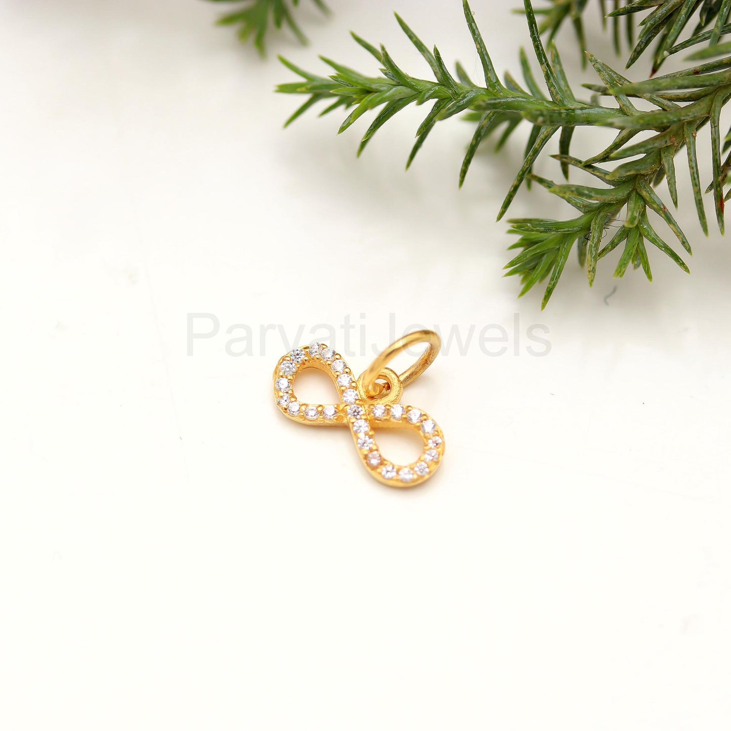 Solid 14K Gold Natural Diamond Infinitloop Charm, Handmade Gold Charm, Elegant Diamond Charm, Charm Pendant, Gold Pendant, Gift for her,
