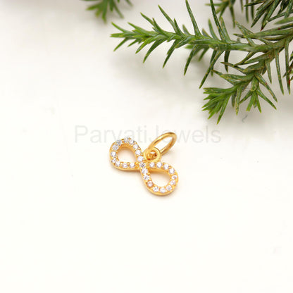 Solid 14K Gold Natural Diamond Infinitloop Charm, Handmade Gold Charm, Elegant Diamond Charm, Charm Pendant, Gold Pendant, Gift for her,