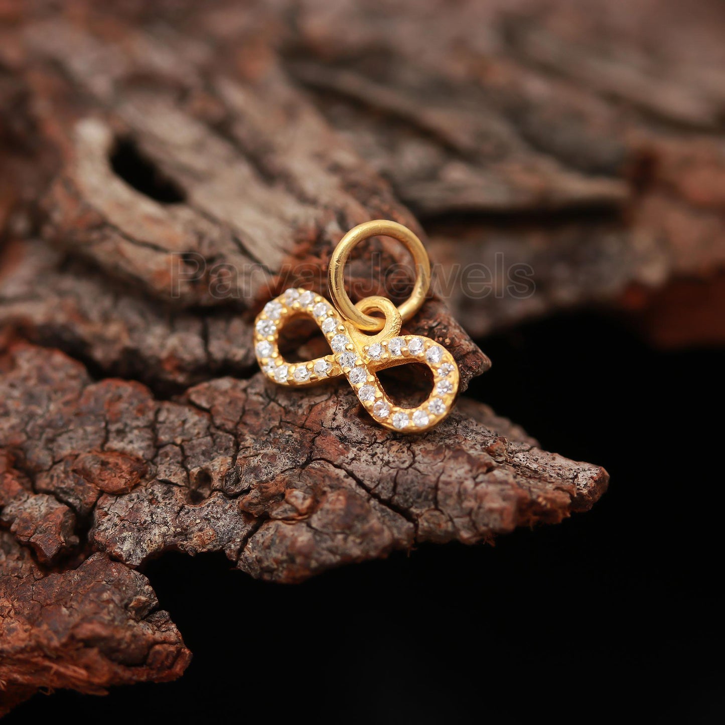 Solid 14K Gold Natural Diamond Infinitloop Charm, Handmade Gold Charm, Elegant Diamond Charm, Charm Pendant, Gold Pendant, Gift for her,