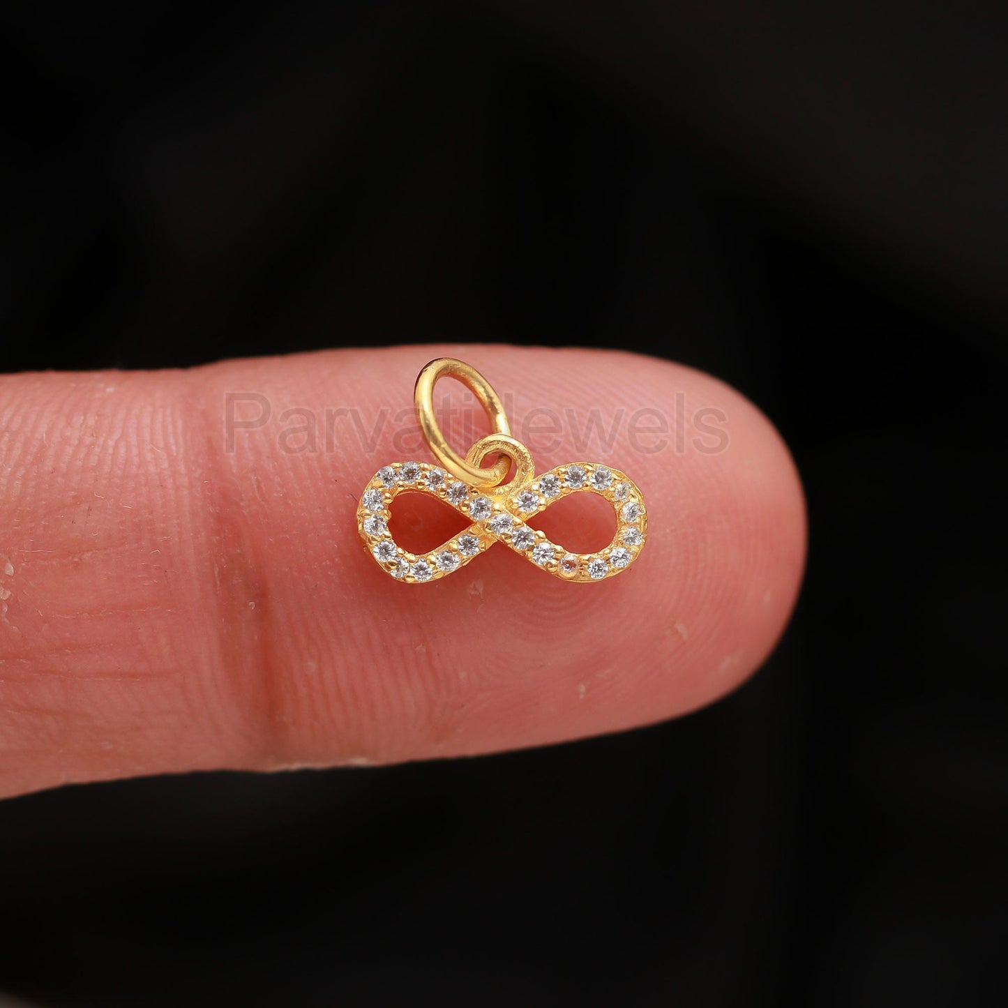 Solid 14K Gold Natural Diamond Infinitloop Charm, Handmade Gold Charm, Elegant Diamond Charm, Charm Pendant, Gold Pendant, Gift for her,