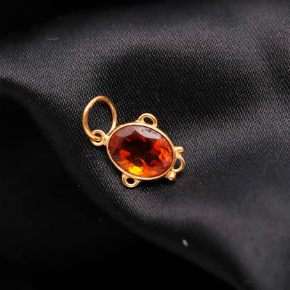Natural Citrine Oval Charms, Solid 18k Gold Charm, Handmade Gold Charms, Citrine Charms Pendant, Gold Charms, November Birthstone Charms