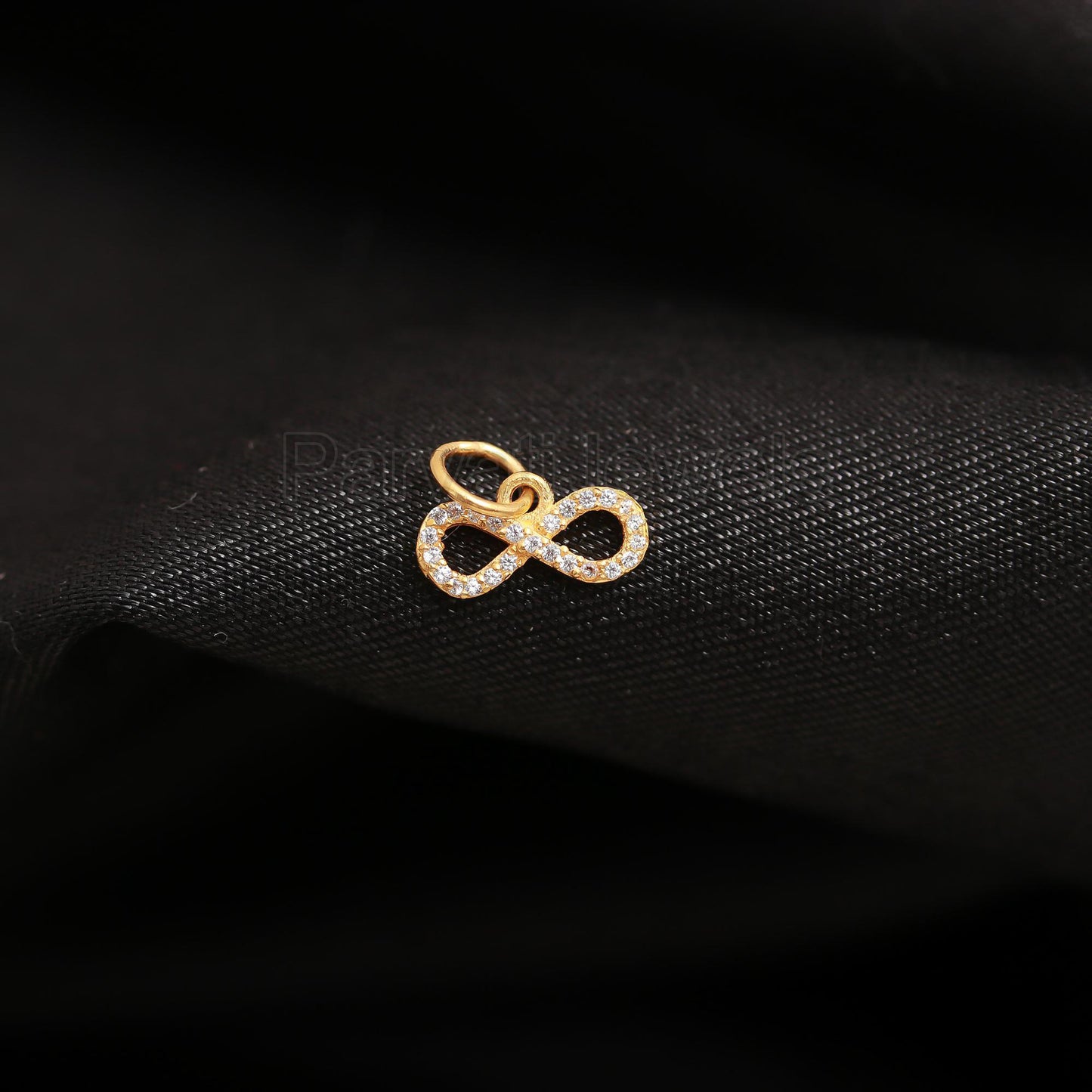 Solid 14K Gold Natural Diamond Infinitloop Charm, Handmade Gold Charm, Elegant Diamond Charm, Charm Pendant, Gold Pendant, Gift for her,