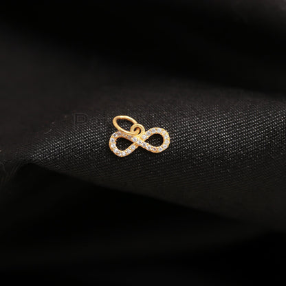 Solid 14K Gold Natural Diamond Infinitloop Charm, Handmade Gold Charm, Elegant Diamond Charm, Charm Pendant, Gold Pendant, Gift for her,