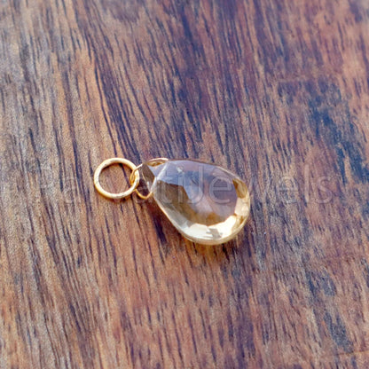 Smoky Topaz Charm, 18k Solid Gold Charm, Natural Smoky Topaz Charm, Gold Charm, Charm Pendant, Charm Necklace, Handmade Gold Charm