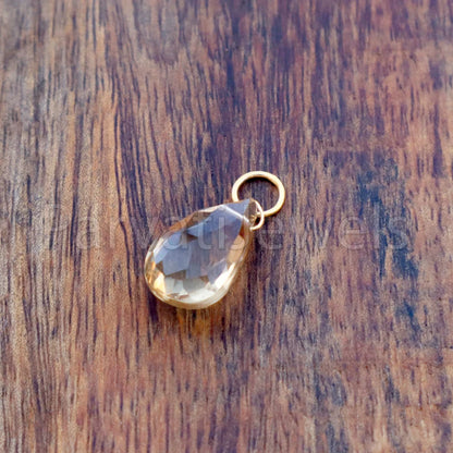 Smoky Topaz Charm, 18k Solid Gold Charm, Natural Smoky Topaz Charm, Gold Charm, Charm Pendant, Charm Necklace, Handmade Gold Charm