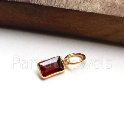 AA Garnet Charm, 18k Solid Gold Charm, Natural Garnet Charm, Gold Charm, Charm Pendant, Charm Necklace, Handmade Gold Charm, Gift For Her,
