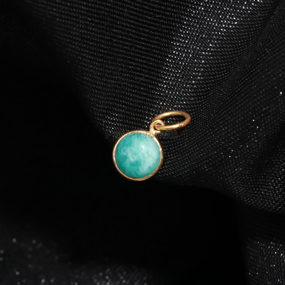 Natural Amazonite Charm, 18k Solid Gold Charm, Amazonite Gold Charm, Gold Charm, Birthstone Charm Pendant, Handmade Gold Charm, Gift for Her