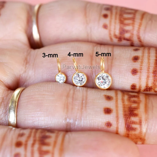 Natural Moissanite Charm, Moissanite Charm, 18k Solid Gold Charm, Gold Charm, Charm Pendant, Charm Necklace, Handmade Gold Charm