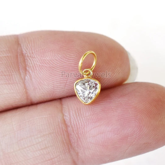 18K Solid Gold Heart Shape Moissanite Charm, Handmade Gold Moissanite Charm, 18K Gold Handmade Charm, Handmade Gold Charm Made For Gifting