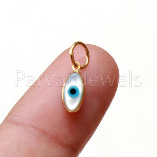 Evil Eye Charm, 18k Solid Gold Charm, Mother of Pearl Eye Gold Charm, Charm, Charm Necklace, Charm Pendant, Handmade Gold Charm, Evil Eye Charm Gift