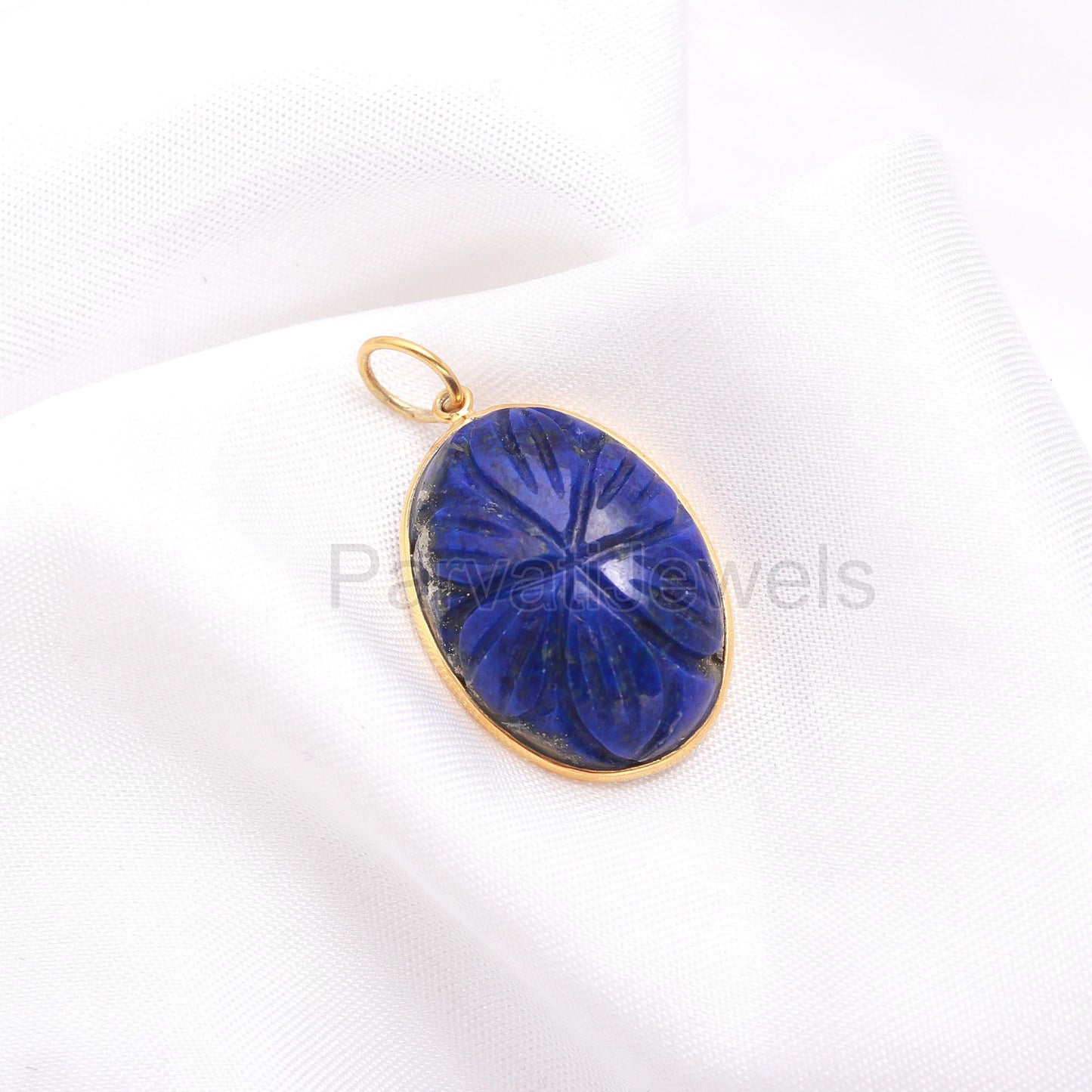 Natural Blue Lapis Charm, 18k Solid Gold Charm, Lapis Lazuli Carving Charm, Gold Charm Pendant, Gold Charm Necklace, Handmade Gold Charm