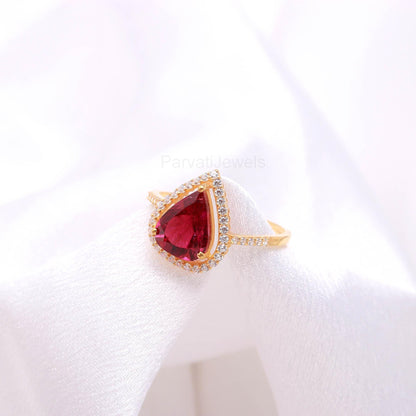 AA Natural Tourmaline With Diamond Gold Ring, 14K Solid Gold Ring, Handmade Ring, Dainty Gold Ring, October Birthstone, Tourmaline Gold Ring