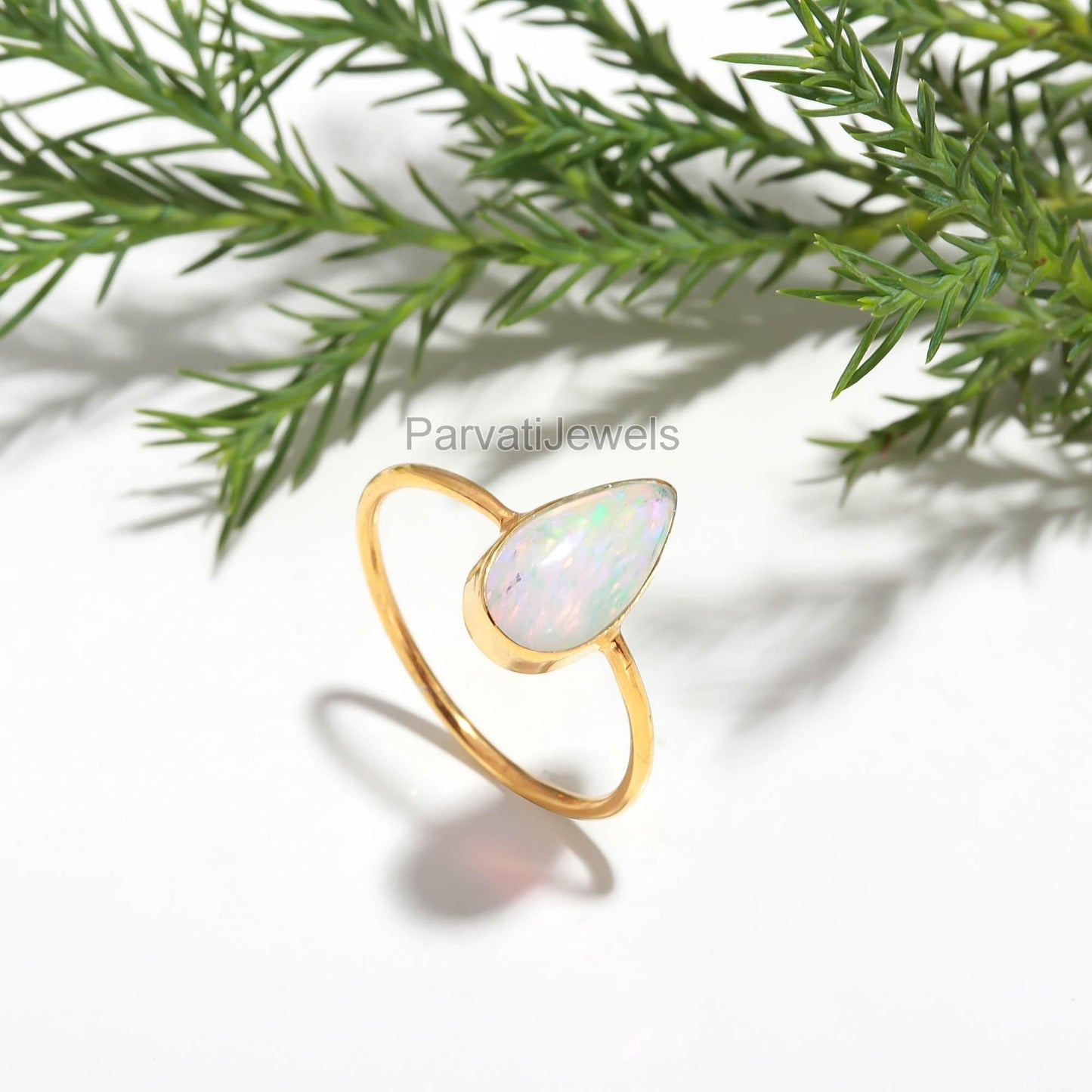 Lab Created Opal Gold Ring, 18K Solid Gold Ring, Gold Ring, Dainty Gold Ring, Handmade Opal Ring, October Birthstone Jewels