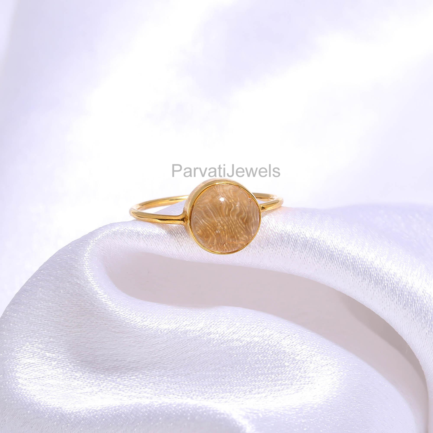 AA Natural Citrine Gold Ring, 18K Solid Gold Ring, Handcrafted Gold Ring, Dainty Gold Ring, Boho Garnet Ring, November Birthstone Ring