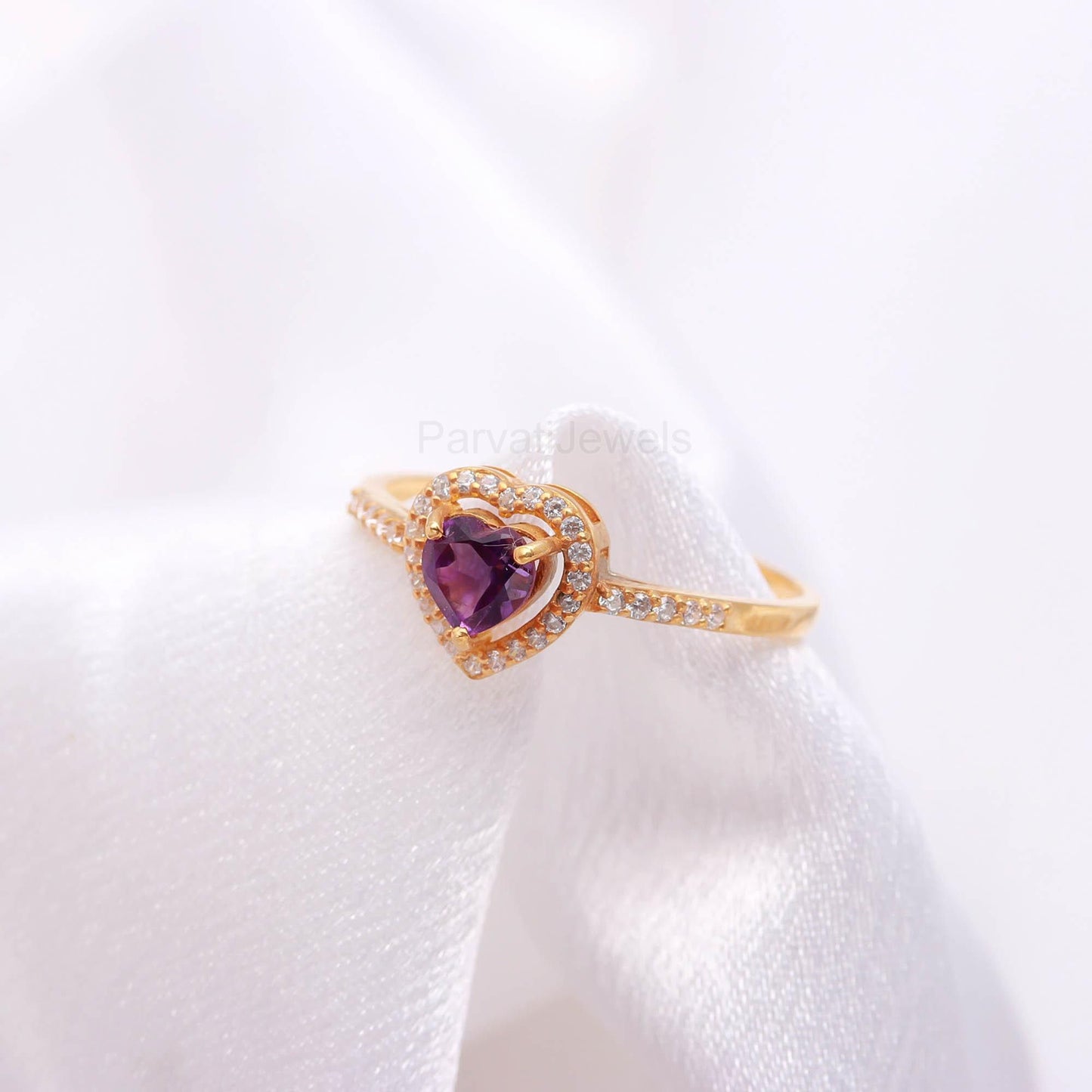 Elegant Amethyst and Diamond 14k Solid Gold Ring, Diamond Ring, Amethyst Gold Jewelry, Dainty Gold Ring, Handmade Ring, Gift For Her