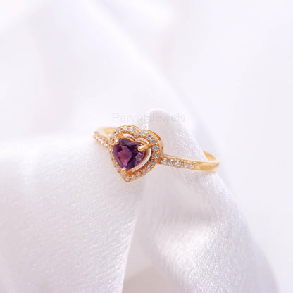 Elegant Amethyst and Diamond 14k Solid Gold Ring, Diamond Ring, Amethyst Gold Jewelry, Dainty Gold Ring, Handmade Ring, Gift For Her