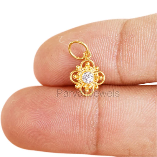 Natural Moissanite Solid 18k Gold Pendant, Charm Pendant, Handmade Gold Moissanite Charm, Charm Necklace, Handmade Women Charm, Gift For Her