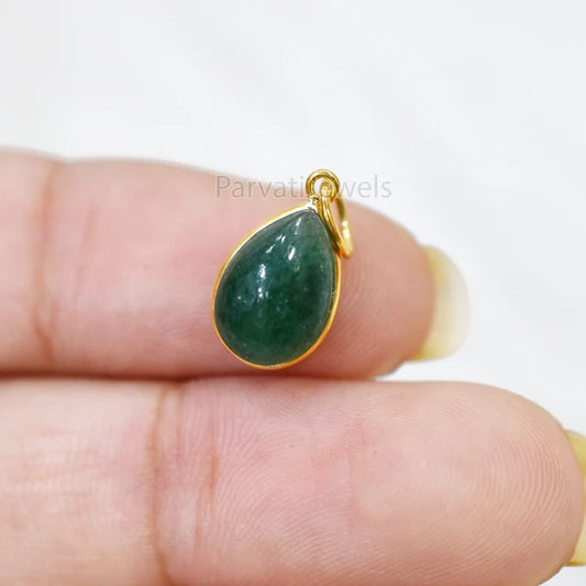 Natural Green Aventurine 18k Solid Gold Charm Pendant, 18k Solid Gold Charm, Green Aventurine Gold Charm, Handmade Gold Charm, Gift For Her Charm