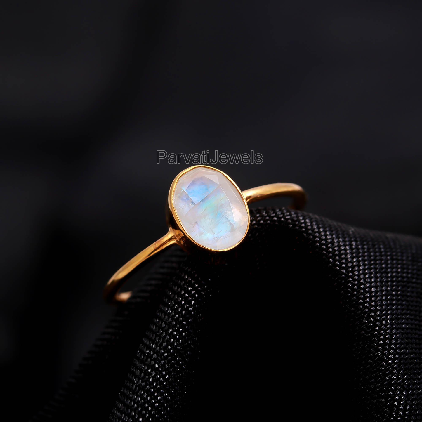 Natural Rainbow Moonstone Gold Ring, 18k Solid Ring, Gift For Her, Handmade Gold Ring, Dainty Gold Ring, Minimalist Gold Ring