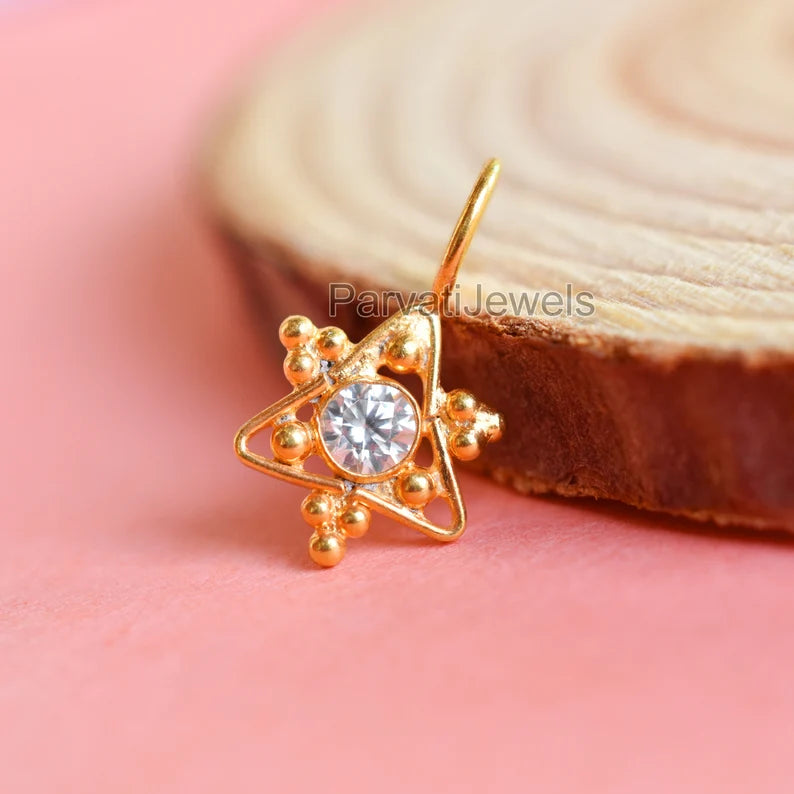 14k & 18K Solid Gold Natural Moissanite Pendant, Solid Gold Charm Pendant, Handmade Gold Moissanite Charm, Handmade Charm Made For Gifting