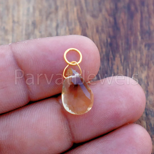 Smoky Topaz Charm, 18k Solid Gold Charm, Natural Smoky Topaz Charm, Gold Charm, Charm Pendant, Charm Necklace, Handmade Gold Charm