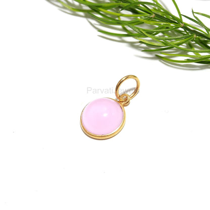 Natural Pink Chalcedony Charm, 18k Solid Gold Charm, Minimalist Gold Charm, Dainty Gold Charm, Gemstone Gold Charm, Handcrafted Gold Charm,