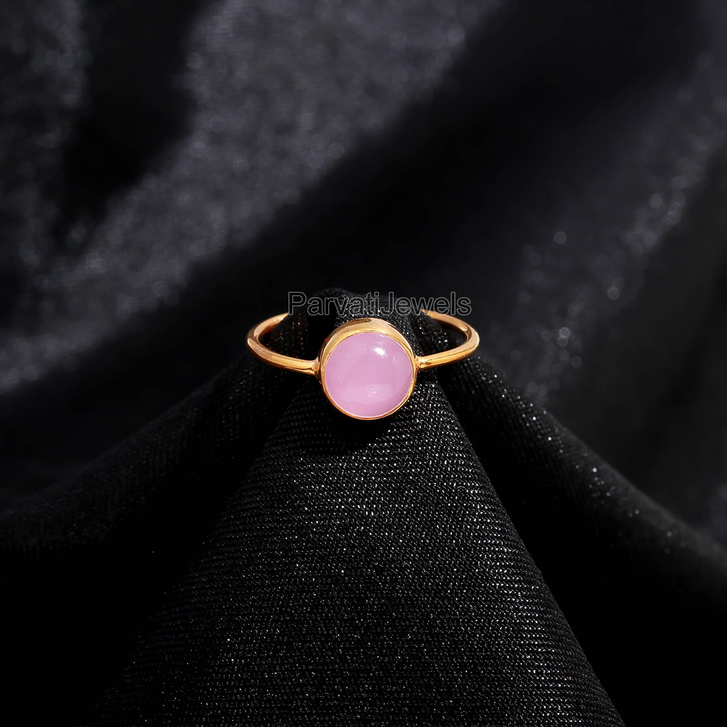 AA Rose Quartz Gold Ring, 18K Solid Gold Ring, Dainty Gold Ring, Handcrafted Ring, January Birthstone Ring, Gold Jewelry