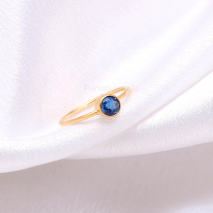Natural Tanzanite Round Shaped Gold Ring, 18K Solid Gold Ring, Dainty Gold Ring, Handcrafted Gold Ring, Gift for her, December Birthstone