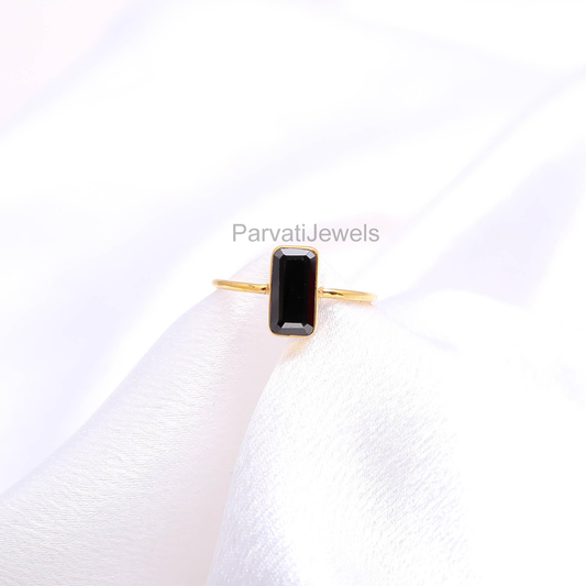 Beautiful Black CZ Gold Ring,18K Solid Gold Ring, Dainty Gold Ring, CZ Gold Ring, Handmade Ring, Minimalist Gold Ring