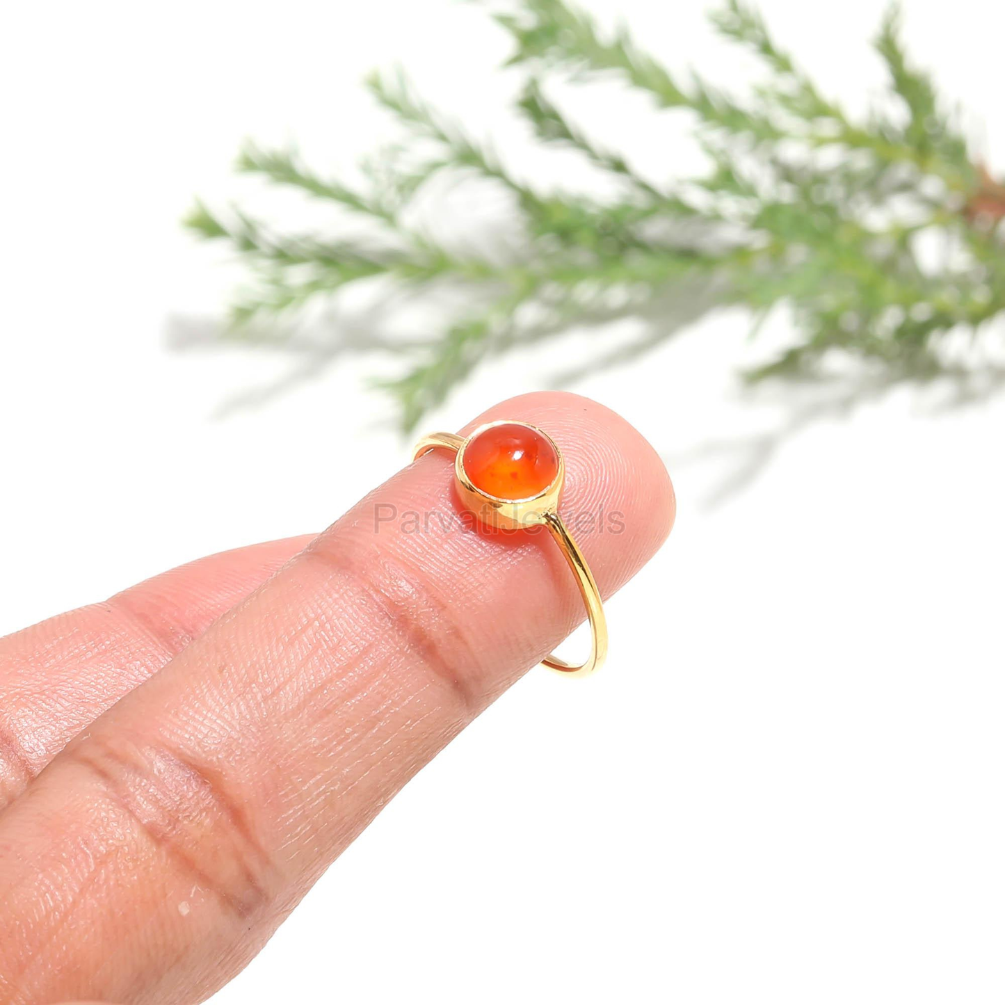 Natural Carnelian Gold Ring, 18K Solid Gold Ring, Dainty Gold Ring, Handmade Gold Ring, Carnelian Birthstone Ring, Gift for her
