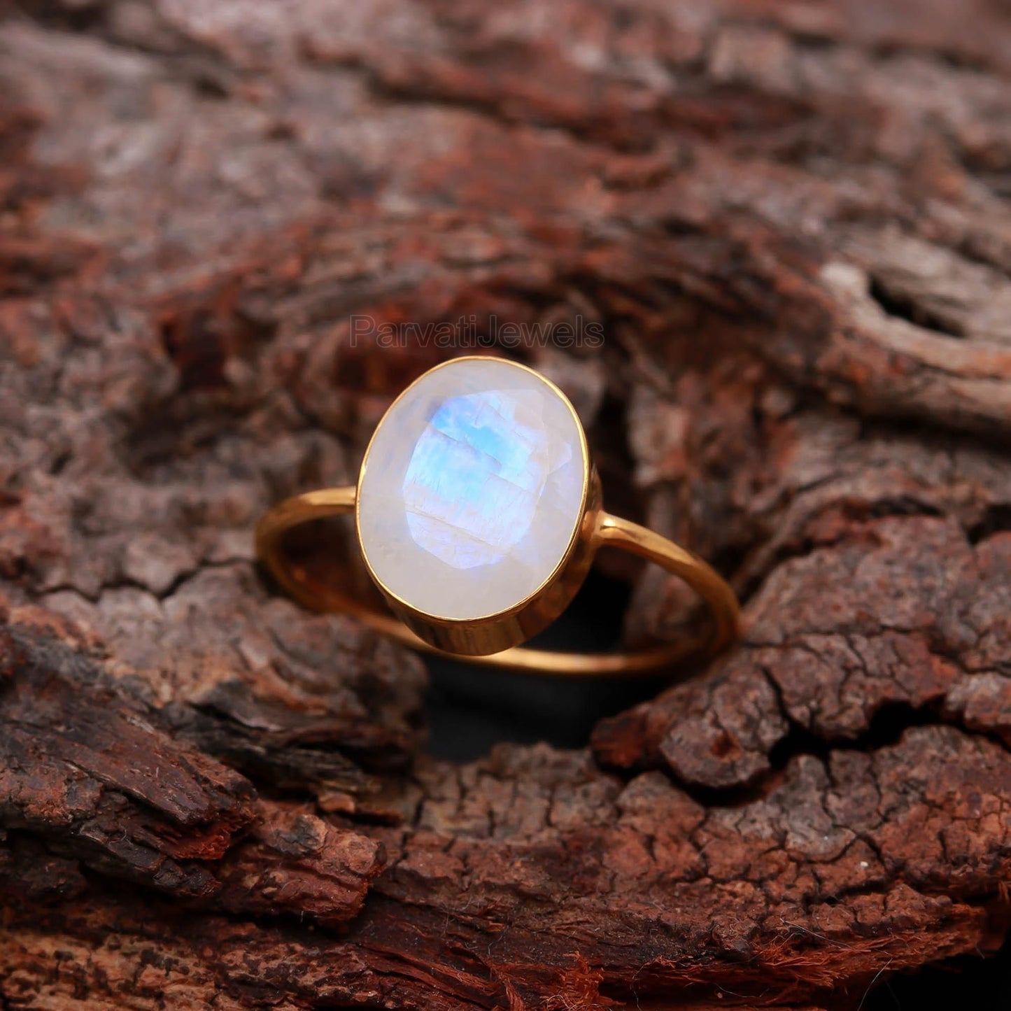 Natural Rainbow Moonstone Ring, 18k Solid Gold Ring, Handmade Gold Ring, Rainbow Moonstone Gold Ring, Gift For Women, Dainty Gold Ring