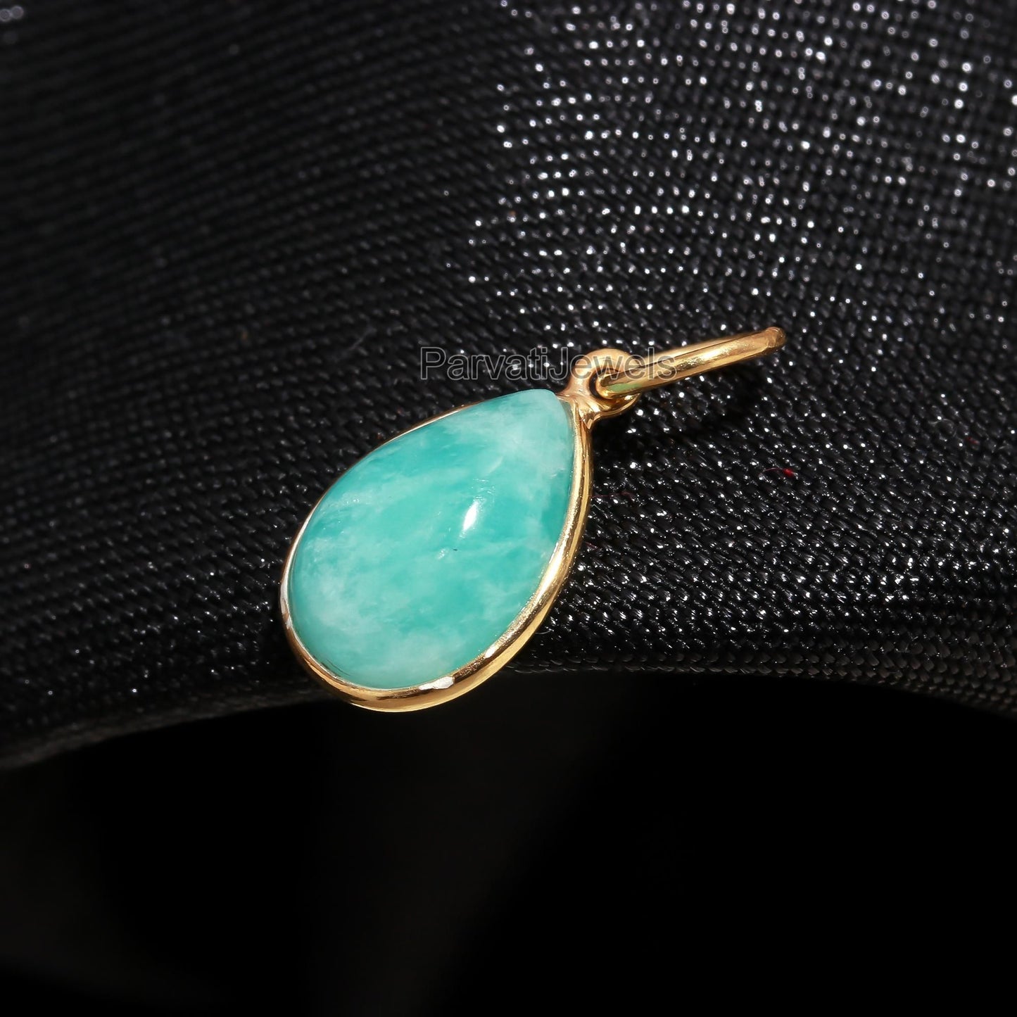 AA Natural Amazonite Charm, 18k Solid Gold Charm, Amazonite Charm, Gold Charm, Birthstone Charm Pendant, Handmade Gold Charm, Gift for Her