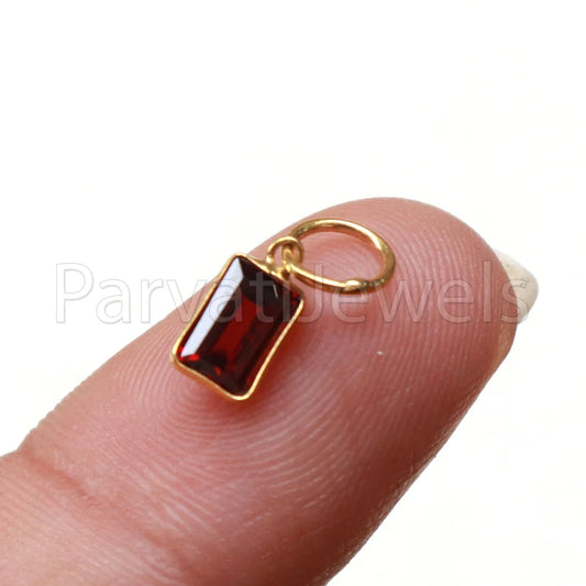 AA Garnet Charm, 18k Solid Gold Charm, Natural Garnet Charm, Gold Charm, Charm Pendant, Charm Necklace, Handmade Gold Charm, Gift For Her,