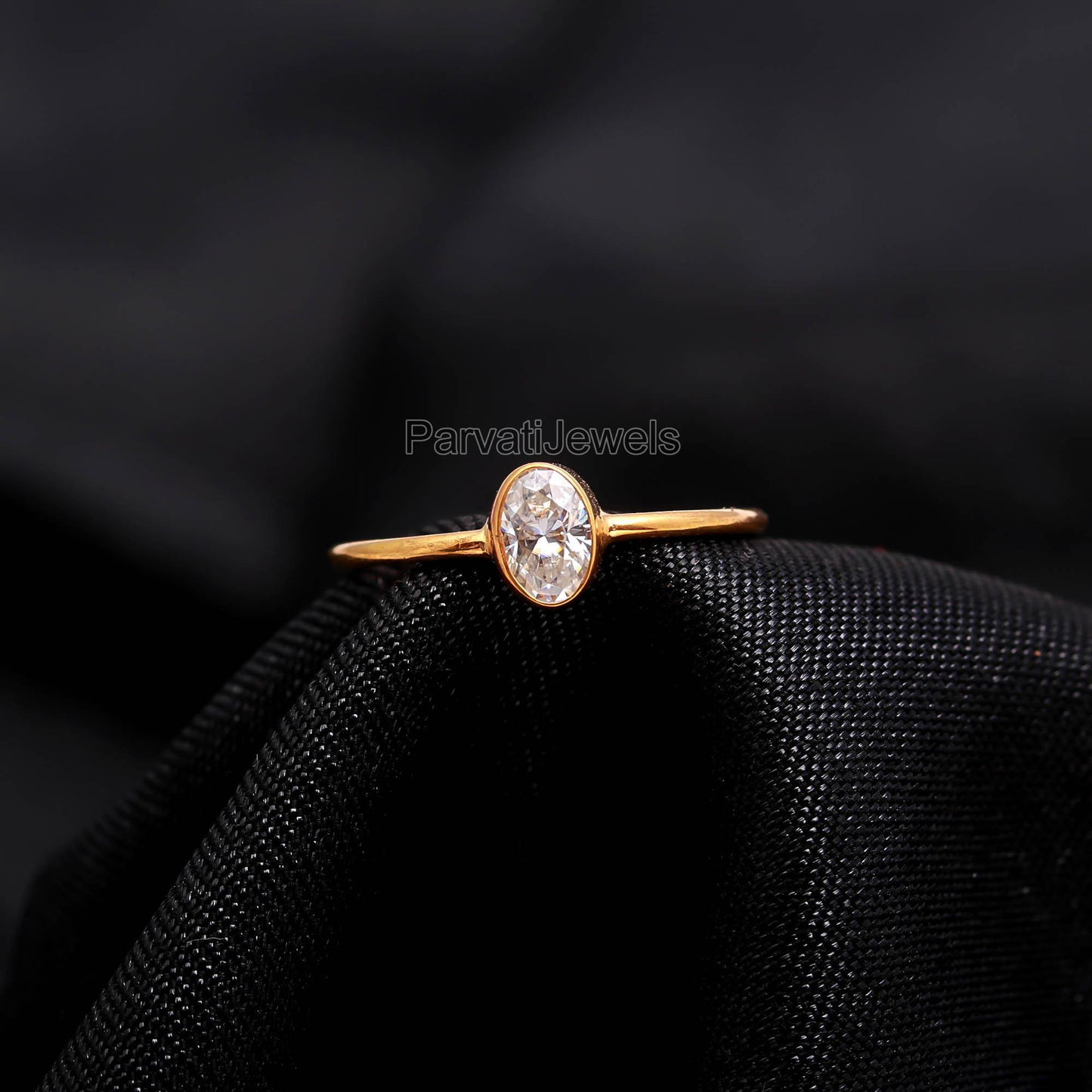 AA Natural Moissanite Gold Ring, Handmade Gold Ring, Gift for her, 18K Solid Gold Ring, Dainty Gold Ring, Minimalist Gold Ring