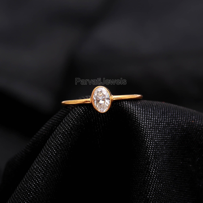 AA Natural Moissanite Gold Ring, Handmade Gold Ring, Gift for her, 18K Solid Gold Ring, Dainty Gold Ring, Minimalist Gold Ring