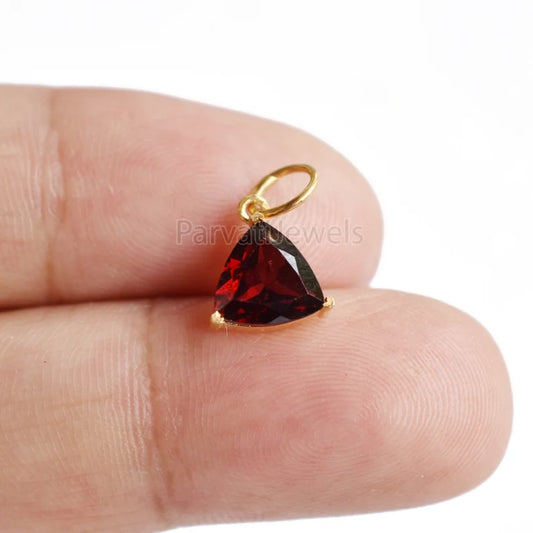 Natura Solid Gold Garnet Charm, 18k Solid Gold Charm, Prong Setting Jewelry, Gold Charm, Charm Pendant, Handmade Gold Charm, Gift for Her