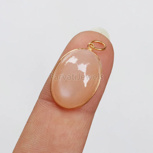 Natural Huge Moonstone Charm, 18k Solid Gold Charm, Natural Moonstone Charm, Gold Charm, Charm Necklace, Handmade Gold Charm, Natural Charm