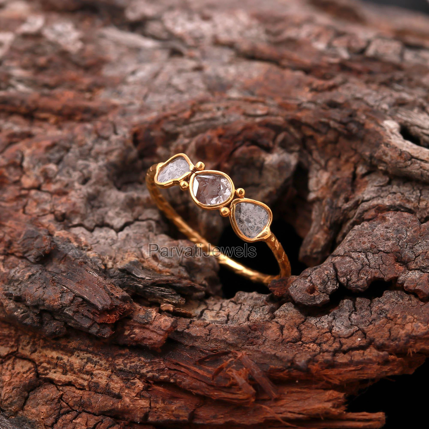 Natural Diamond Polki Ring, Minimalist Diamond Ring, 18k Solid Gold Diamond Ring, Handmade Gold Ring, Engagement Ring, Dainty Diamond Ring