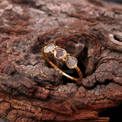 Natural Diamond Polki Ring, Minimalist Diamond Ring, 18k Solid Gold Diamond Ring, Handmade Gold Ring, Engagement Ring, Dainty Diamond Ring