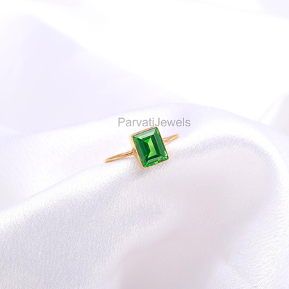 AA Peridot Gold Ring, 18K Solid Gold Ring, Handcrafted Ring, August Birthstone Ring, Gold Jewelry, Thin Gold Ring, Ring for her