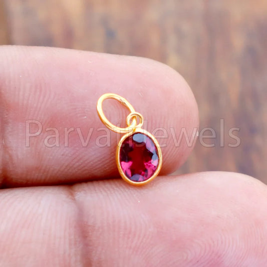 Rhodolite Garnet Charm, 18k Solid Gold Charm, Natural Garnet Charm, Gold Charm, Charm Pendant, Charm Necklace, Handmade Gold Charm