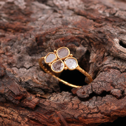 Natural Diamond Polki Ring, Diamond Gold Ring, 18k Solid Gold Diamond Ring, Handmade Gold Ring, Engagement Ring, Wedding Diamond Polki Ring